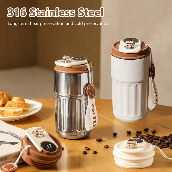 Smart Digital Thermal Bottle Portable Coffee Mug 450ml